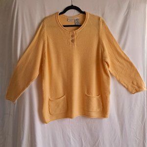 Sweater, 22W - 24W, Very Good, Warm Lemon, Long Sleeve, White Stag